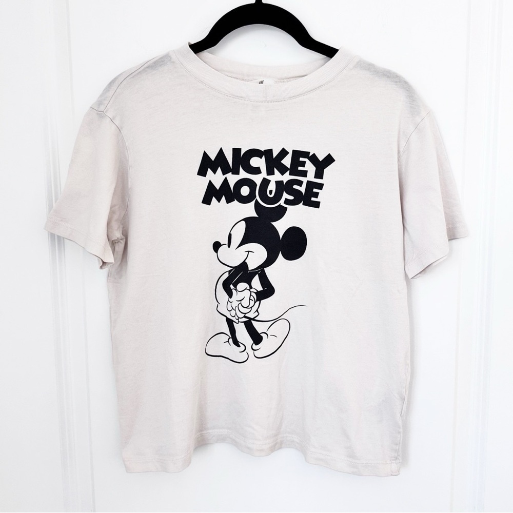 🤍Disney Mickey Mouse Unisex Boxy Oversized T-Shirt Off White Size S